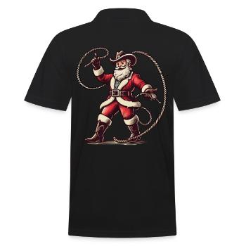 Cowboy Père Noël Lasso Aventure - Polo Homme - noir - Dos - Kai (181cm)
