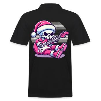 Christmassy skeleton guitarist rocks - Men's Polo Shirt - black - Back - Kai (181cm)