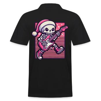 Christmas Skeleton Guitarist Rocks - Men's Polo Shirt - black - Back - Kai (181cm)