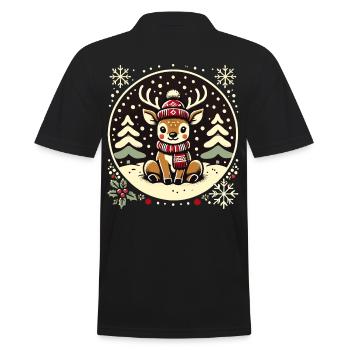 Adorable Vintage Design Christmas - Men's Polo Shirt - black - Back - Kai (181cm)