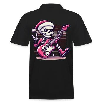 Christmas Skeleton Guitarist Rocks - Men's Polo Shirt - black - Back - Kai (181cm)
