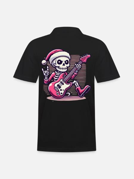Christmas Skeleton Guitarist Rocks - Men's Polo Shirt - black
