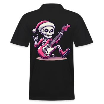 Christmas Skeleton Rock Guitarist - Men's Polo Shirt - black - Back - Kai (181cm)