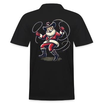 Fröhlicher Cowboy Weihnachtsmann Rodeo - Männer Poloshirt - Schwarz - Hinten - Kai (181cm)