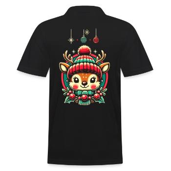 Design vintage Noël Mignon renne - Polo Homme - noir - Dos - Kai (181cm)