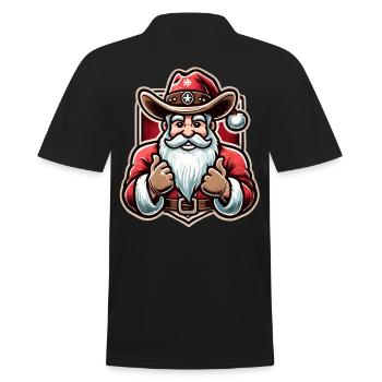 Fröhlicher Cowboy Weihnachtsmann Stilvolles - Männer Poloshirt - Schwarz - Hinten - Kai (181cm)