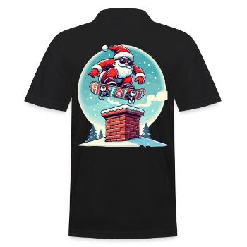 Skateboardender Weihnachtsmann Spaßiger Winter - Männer Poloshirt - Schwarz - Hinten - Kai (181cm)