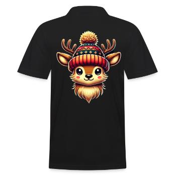 Adorable Vintage Design Christmas - Men's Polo Shirt - black - Back - Kai (181cm)