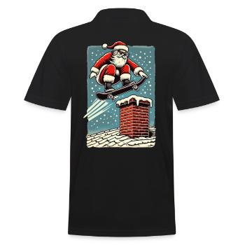 Weihnachten Skateboard Weihnachtsmann Schornstein - Männer Poloshirt - Schwarz - Hinten - Kai (181cm)