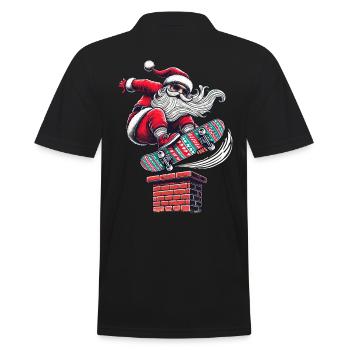 Christmas Santa Skater Style - Men's Polo Shirt - black - Back - Kai (181cm)