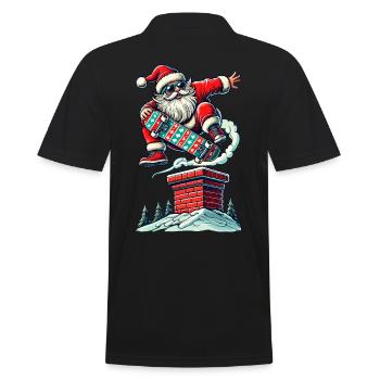 Weihnachten Santa Skateboarding Abenteuer - Männer Poloshirt - Schwarz - Hinten - Kai (181cm)