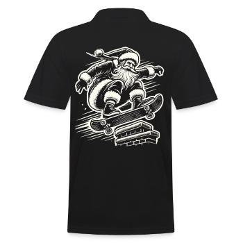 Noël Père Noël Skateboard Style Streetwear - Polo Homme - noir - Dos - Kai (181cm)