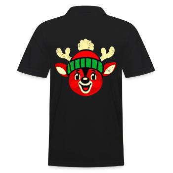 Vintage Weihnachten Rentier Design Mit Schnee - Männer Poloshirt - Schwarz - Hinten - Kai (181cm)