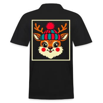 Bezauberndes Vintage Design Mit Rentier Und Schnee - Männer Poloshirt - Schwarz - Hinten - Kai (181cm)