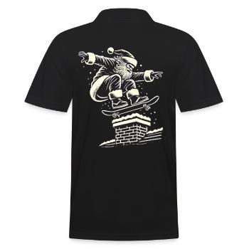 Weihnachtlicher Skater Santa Streetwear Style - Männer Poloshirt - Schwarz - Hinten - Kai (181cm)