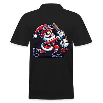 Santa Claus swings baseball bat - Men's Polo Shirt - black - Back - Kai (181cm)