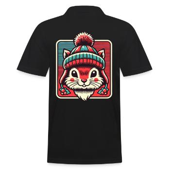 Cute squirrel with hat for Christmas - Men's Polo Shirt - black - Back - Kai (181cm)