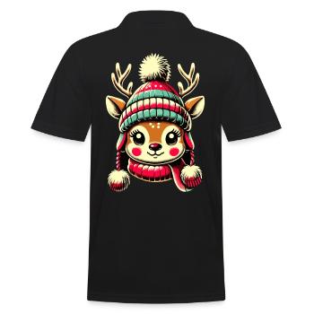 Adorable Vintage Design Christmas - Men's Polo Shirt - black - Back - Kai (181cm)