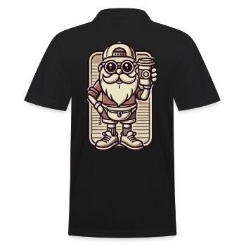 Snob Santa Claus with coffee - Men's Polo Shirt - black - Back - Kai (181cm)