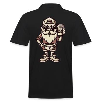 Snob Santa Claus With Coffee Cool - Men's Polo Shirt - black - Back - Kai (181cm)