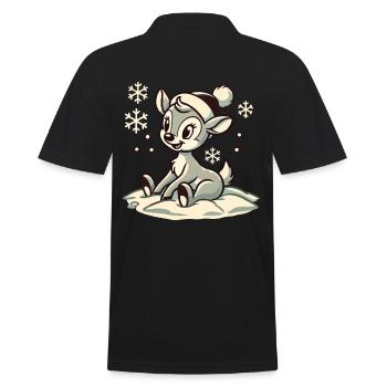 Vintage Design Christmas Cute Cute Reindeer - Men's Polo Shirt - black - Back - Kai (181cm)