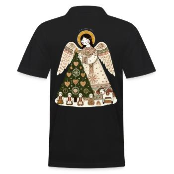 Christmas Angel with Christmas Tree - Men's Polo Shirt - black - Back - Kai (181cm)