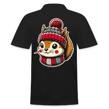 Christmas squirrel with cap - Men's Polo Shirt - black - Back - Kai (181cm)