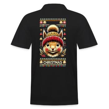 Merry Christmas with cute squirrel - Men's Polo Shirt - black - Back - Kai (181cm)