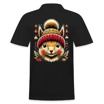 Cute squirrel with winter hat for - Men's Polo Shirt - black - Back - Kai (181cm)