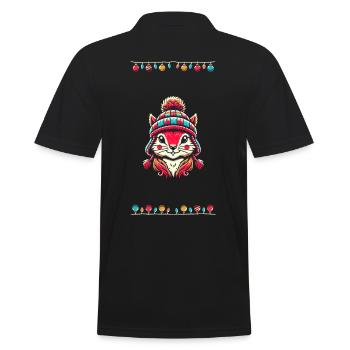 Merry Christmas Time with Cute Squirrel - Men's Polo Shirt - black - Back - Kai (181cm)