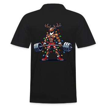 Noël Renne Bodybuilder Humour - Polo Homme - noir - Dos - Kai (181cm)