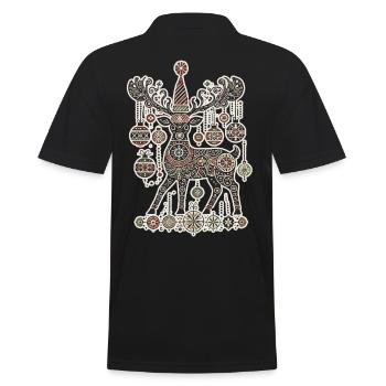 Noël Vintage Cottagecore Renne Magie - Polo Homme - noir - Dos - Kai (181cm)