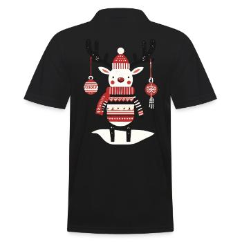 Christmas Reindeer Cottagecore Nostalgia - Men's Polo Shirt - black - Back - Kai (181cm)