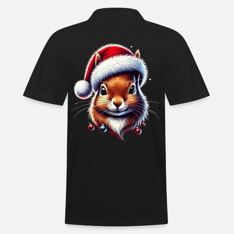 Christmas squirrel with hat - Men's Polo Shirt - black