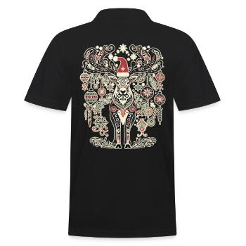 Cerf de Noël Vintage Cottagecore - Polo Homme - noir - Dos - Kai (181cm)