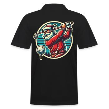Golf Playing Santa Claus Retro Style - Men's Polo Shirt - black - Back - Kai (181cm)