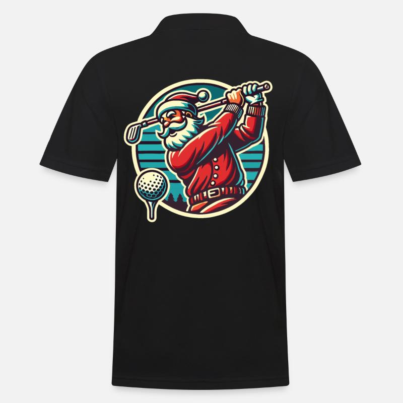 Golfspielender Weihnachtsmann Retro Stil - Männer Poloshirt - Schwarz