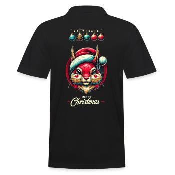 Merry Christmas Squirrel Motif - Men's Polo Shirt - black - Back - Kai (181cm)