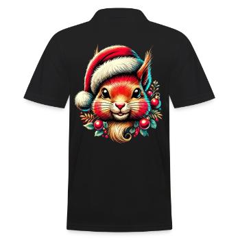 Christmas squirrel with cap - Men's Polo Shirt - black - Back - Kai (181cm)