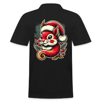 Merry Christmas squirrel with hat and - Men's Polo Shirt - black - Back - Kai (181cm)
