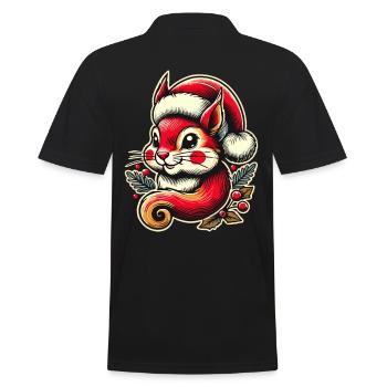 Merry Christmas squirrel with cap - Men's Polo Shirt - black - Back - Kai (181cm)