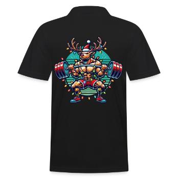 Noël Bodybuilder Renne Muscle Power - Polo Homme - noir - Dos - Kai (181cm)