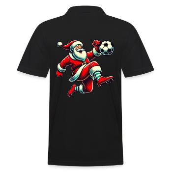 Soccer Playing Santa Claus Fun - Men's Polo Shirt - black - Back - Kai (181cm)