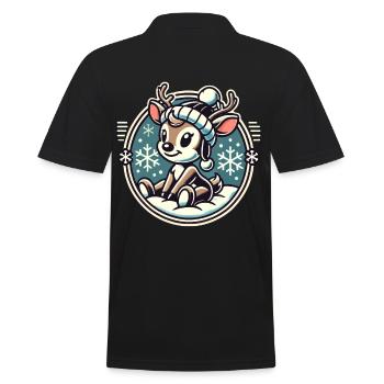 Adorable Vintage Design Christmas - Men's Polo Shirt - black - Back - Kai (181cm)