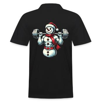 Bonhomme de neige musculaire de Noël avec haltère - Polo Homme - noir - Dos - Kai (181cm)