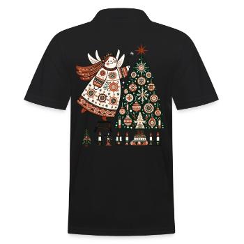 Engel Mit Weihnachtsbaum Und Kerzen Vintage - Männer Poloshirt - Schwarz - Hinten - Kai (181cm)