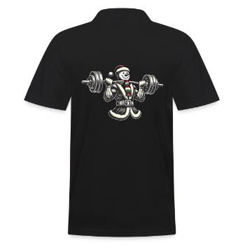 Christmas Weightlifter Snowman Fitness - Men's Polo Shirt - black - Back - Kai (181cm)