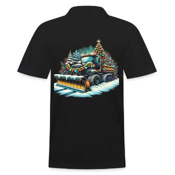 weihnachtlicher scWinter Weihnachten Schneeräummas - Männer Poloshirt - Schwarz - Hinten - Kai (181cm)