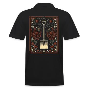 Funny Snow Shovel Christmas Illustration - Men's Polo Shirt - black - Back - Kai (181cm)
