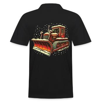 Winter Weihnachten Schneeräummaschine Fahrzeug - Männer Poloshirt - Schwarz - Hinten - Kai (181cm)